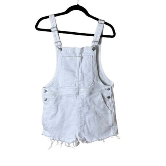 MADEWELL White Denim Shorts Overalls Size Small Raw Hem - Picture 1 of 11